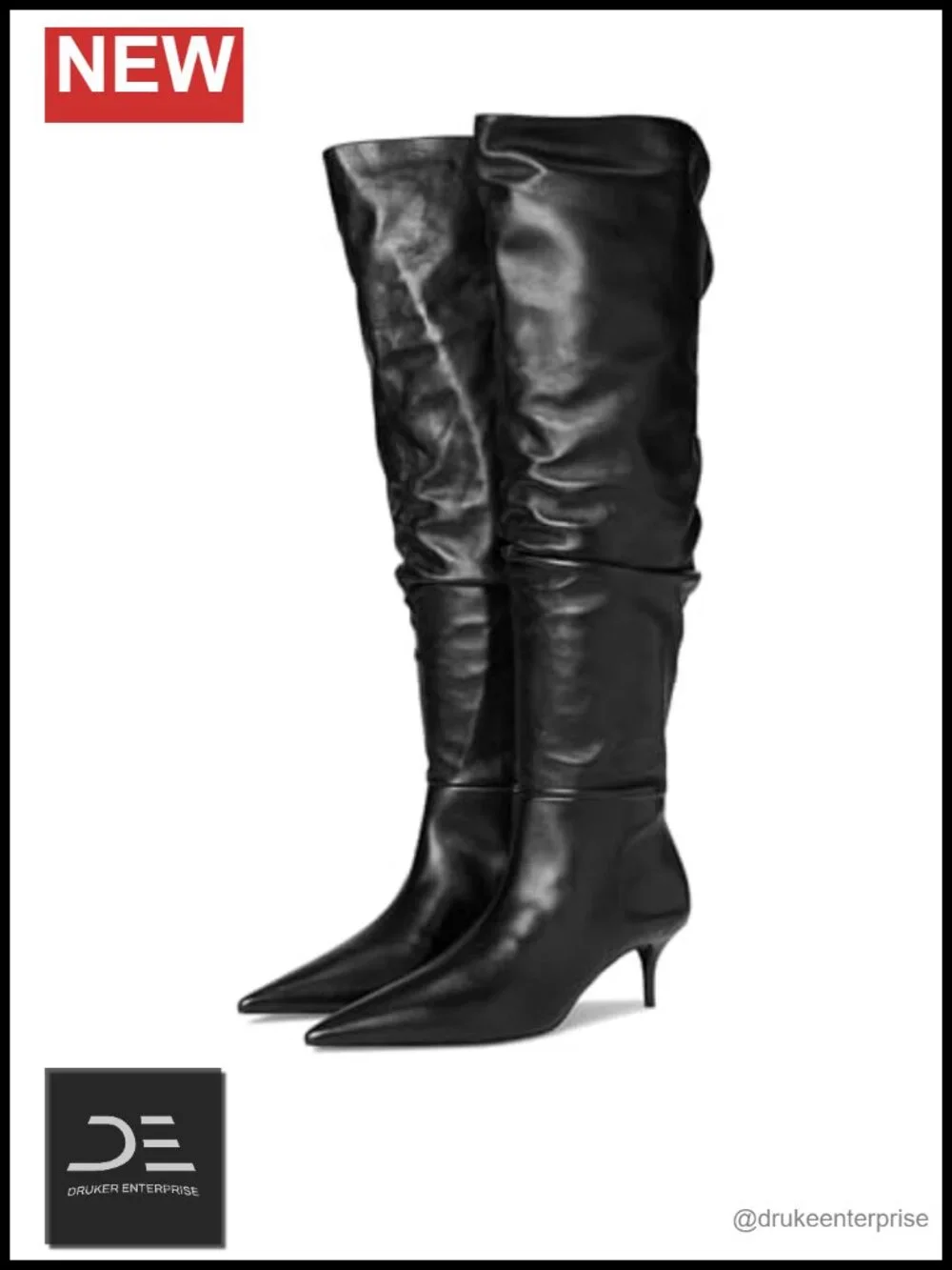 Mid Stiletto Over the Knee Leather Boot